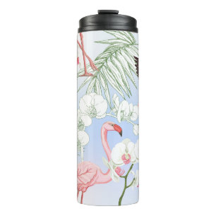 Tropische planten en bloemen. Naadloos patroon, ba Thermosbeker