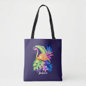 Tropische Planten en Flamingo gepersonaliseerd Tote Bag (Voorkant)
