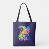 Tropische Planten en Flamingo gepersonaliseerd Tote Bag (Achterkant)
