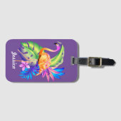 Tropische Planten en Flamingo Paarse Gepersonalise Bagagelabel (Voorkant (horizontaal))