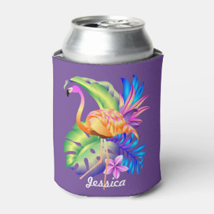 Tropische Planten en Flamingo Paarse Gepersonalise Blikjeskoeler