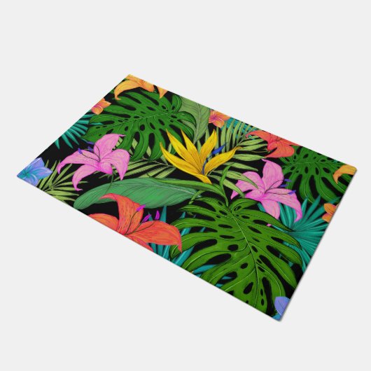 Tropische Planten en kleurrijke bloemen Deurmat (Schuin)