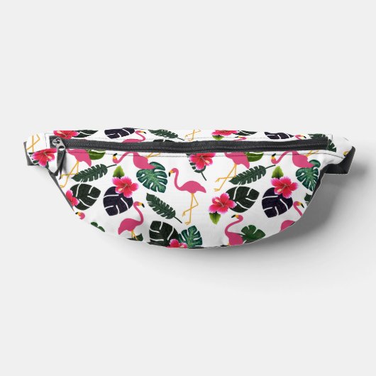 Tropische Planten en roze flamingo's aanpassen Heuptasje (Liggend)