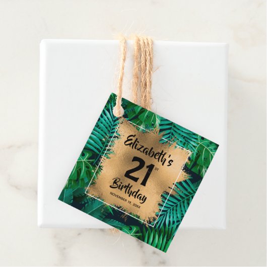Tropische Planten Gold 21e verjaardag op maat Bedankjes Labels (In situ)