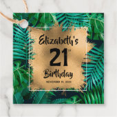 Tropische Planten Gold 21e verjaardag op maat Bedankjes Labels (Voorkant)