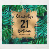 Tropische Planten Gold 21e verjaardag op maat Sparkling Wijnetiket (Enkel label)