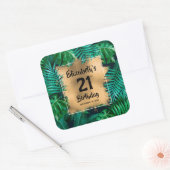Tropische Planten Gold 21e verjaardag op maat Vierkante Sticker (Envelop)