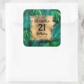 Tropische Planten Gold 21e verjaardag op maat Vierkante Sticker (Tas)