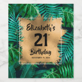 Tropische Planten Gold 21e verjaardag op maat Wijn Etiket (Enkel label)