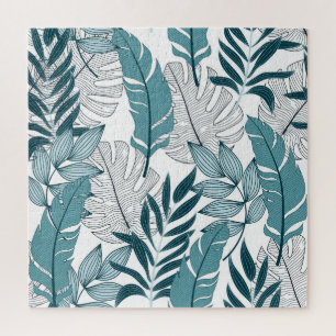 Tropische Planten laat behang achter. Legpuzzel