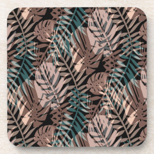 Tropische planten, oerwoud, tropen, beige bladeren bier onderzetter