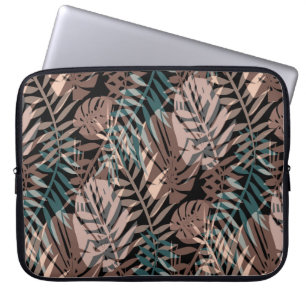 Tropische planten, oerwoud, tropen, beige bladeren laptop sleeve