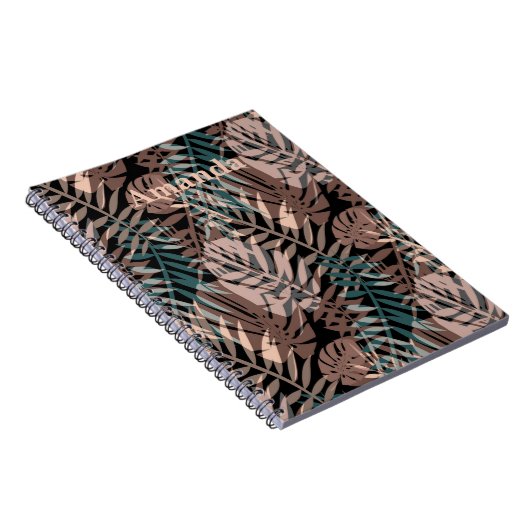 Tropische planten, oerwoud, tropen, beige bladeren notitieboek (Rechterzijde)