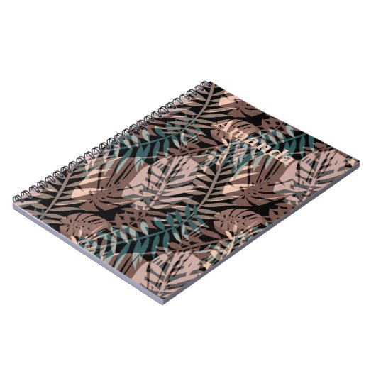 Tropische planten, oerwoud, tropen, beige bladeren notitieboek (Linkerzijde)