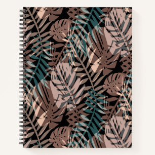 Tropische planten, oerwoud, tropen, beige bladeren notitieboek