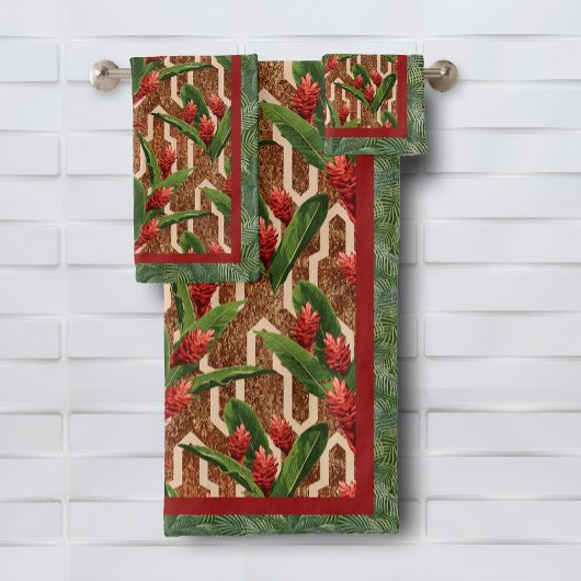 Tropische Planten Patroon Bad Handdoek