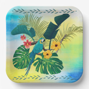 Tropische planten verlaten Parrot Papieren Bordje