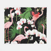 Tropische Planten Vogels gekleurde illustratie Fleece Deken (Voorkant (Horizontaal))