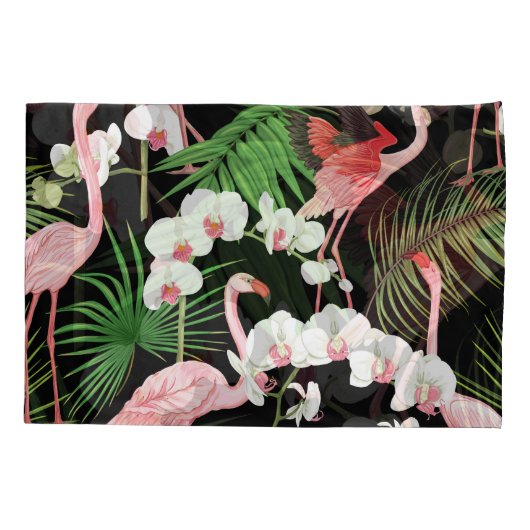 Tropische Planten Vogels gekleurde illustratie Kussensloop (Achterkant)