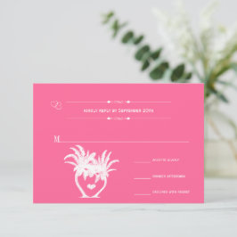 Tropische platte roze palmstructuurbestemming RSVP Kaartje