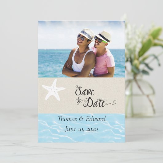 Tropische platte Save The Date kaart (Staand voorkant)
