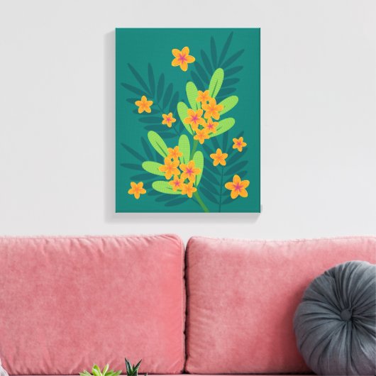 Tropische Plumeria Art Canvas Afdruk (Insitu (Woonkamer))