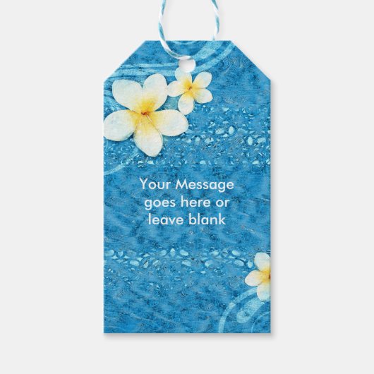 Tropische Plumeria Bloem Blauw Zomer Party Favor Cadeaulabel (Voorkant)