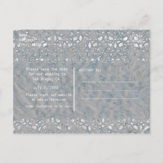 Tropische Plumeria Bloem Grijs Geel Save the Date Aankondigingskaart (Achterkant)