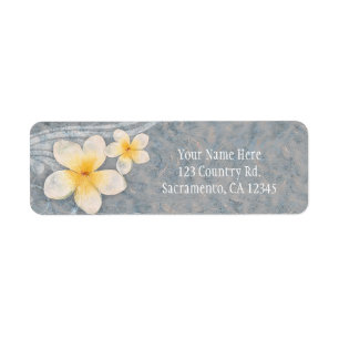 Tropische Plumeria Bloem Grijs Geel Zomer Feest Etiket