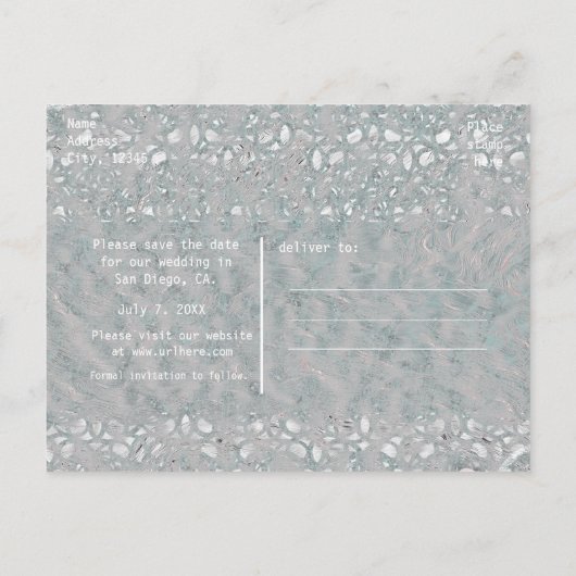 Tropische Plumeria Bloem Grijs Roze Save the Date Aankondigingskaart (Achterkant)