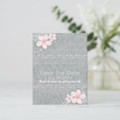 Tropische Plumeria Bloem Grijs Roze Save the Date Aankondigingskaart (Staand voorkant)