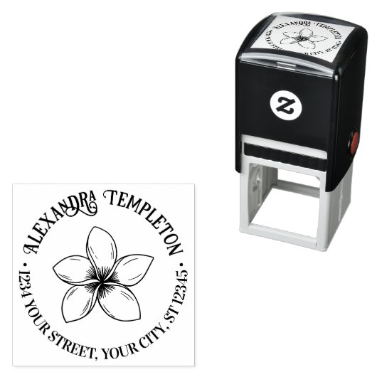 Tropische Plumeria Bloem Naam Retouradres Zelfinktende Stempel (In situ)