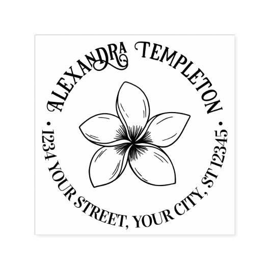 Tropische Plumeria Bloem Naam Retouradres Zelfinktende Stempel (Design)