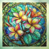 Tropische plumeria bos Glas in lood kunst Raamsticker (Vel 3)