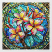 Tropische plumeria bos Glas in lood kunst Raamsticker (Vel)