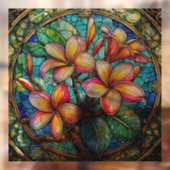 Tropische plumeria bos Glas in lood kunst Raamsticker (Vel 2)