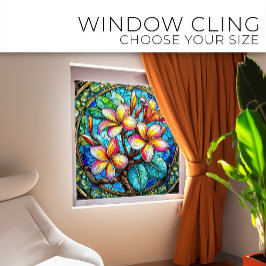 Tropische plumeria bos Glas in lood kunst Raamsticker
