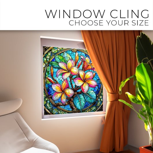 Tropische plumeria bos Glas in lood kunst Raamsticker