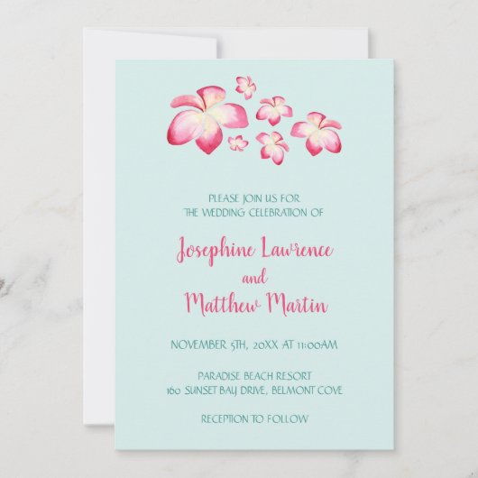 Tropische Plumeria bruiloft uitnodigingen (Voorkant)