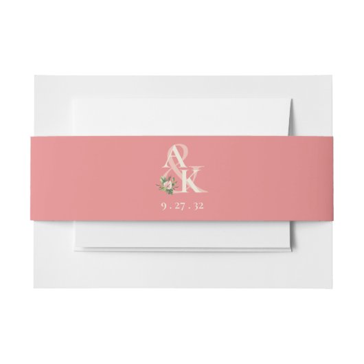 Tropische Plumeria & Flamingo Lily Belly Band Uitnodigingen Wikkel (Voorkant Voorbeeld)