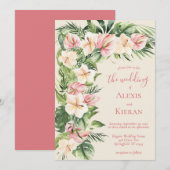 Tropische Plumeria & Flamingo Lily Lijst Uitnodigi Kaart (Voorkant / Achterkant)