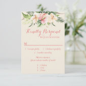 Tropische Plumeria & Flamingo Lily RSVP met menu C (Staand voorkant)