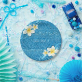 Tropische Plumeria Flower Blue Summer Party Papieren Bordje (Feest)