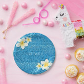 Tropische Plumeria Flower Blue Summer Party Papieren Bordje (Feest)
