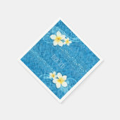 Tropische Plumeria Flower Blue Summer Party Servetten (Hoek)