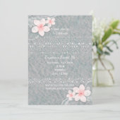 Tropische Plumeria Flower Gray Pink Summer Party Kaart (Staand voorkant)