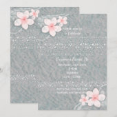 Tropische Plumeria Flower Gray Pink Summer Party Kaart (Voorkant / Achterkant)
