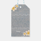 Tropische Plumeria Flower Grey Yellow Summer Party Cadeaulabel (Achterkant)