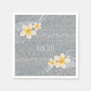 Tropische Plumeria Flower Grey Yellow Summer Party Servet