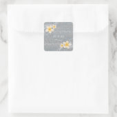Tropische Plumeria Flower Grey Yellow Summer Party Vierkante Sticker (Tas)